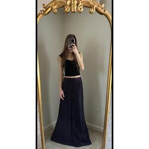 Vintage Y2K Ann Taylor Purple Beaded Floral Maxi Skirt, 6